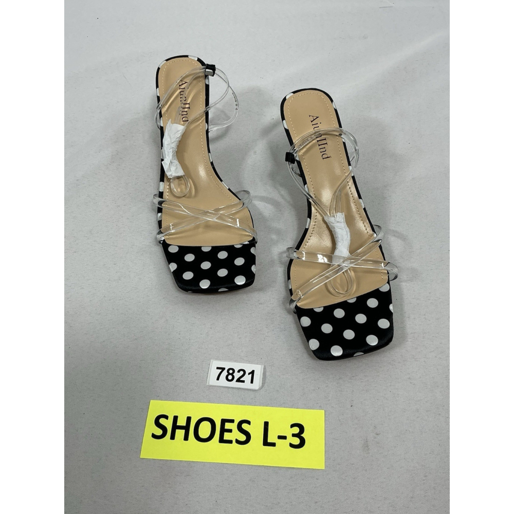 Womans New Aiunllnd Strappy Slingback Sandals 8.5 Black White Polka Dots